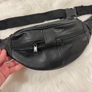 Black Genuine Leather  Waist Bag